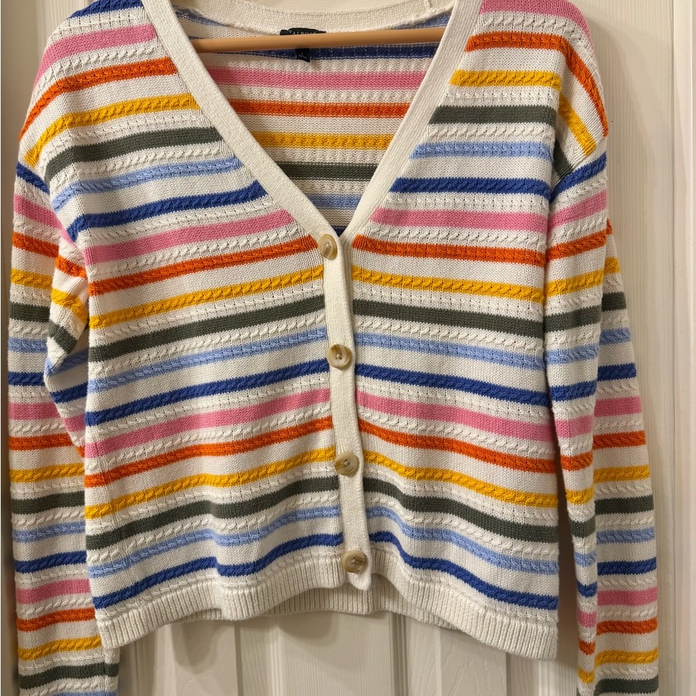 Talbots Striped Multicolor Button-Up Women's Sweater